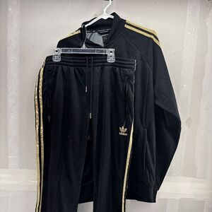 Adidas Firebird Tracksuit XL Jacket L Pants Black Gold Mens Vintage Trefoil